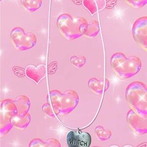 Heart Pendant Necklace - 'WITCH' Engraved